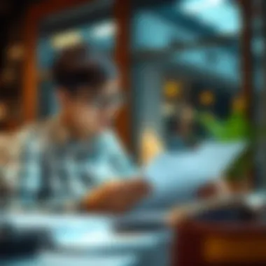 Self-employed individual reviewing financial records