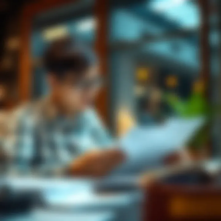 Self-employed individual reviewing financial records