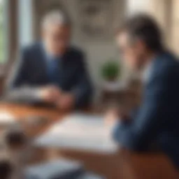 Illustration of a financial planner discussing retirement options