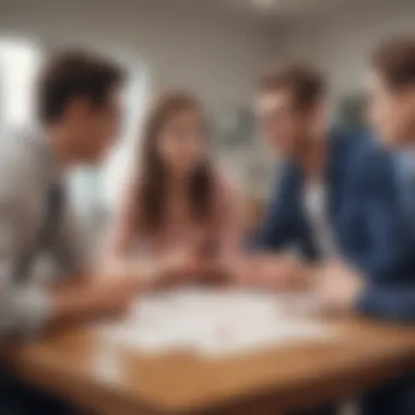 Discussing Financial Plans A group of students discussing financial planning