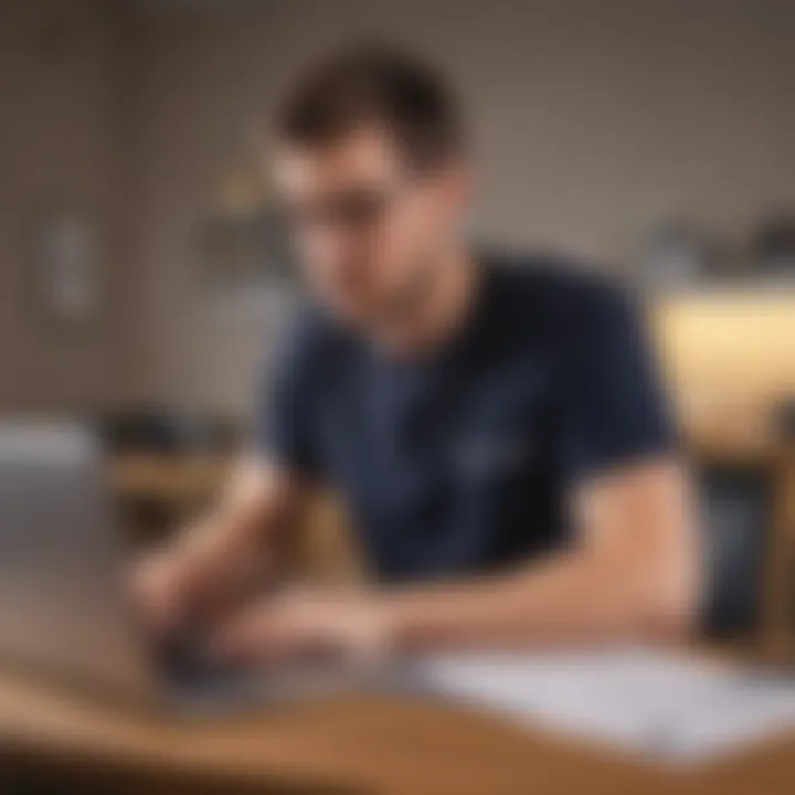 A student reviewing bank account options on a laptop