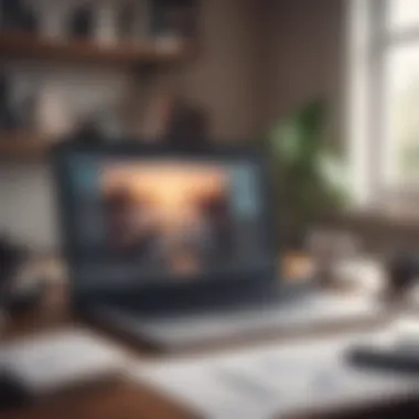 Informed Investment Decisions A peaceful desk setup with a laptop and investment reports