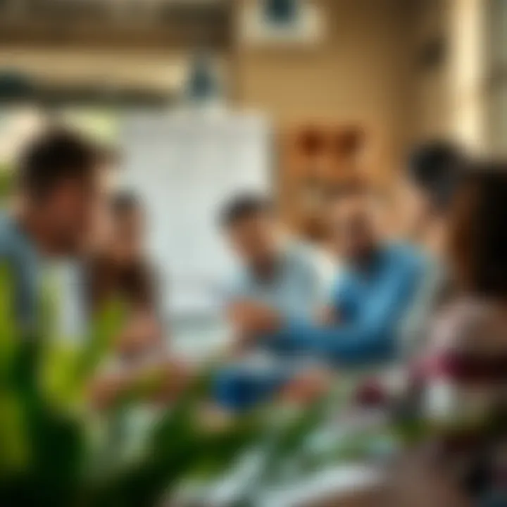 A strategic planning session with a diverse team engaged in brainstorming