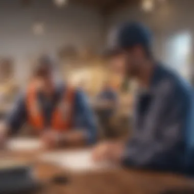 Workers Discussing Wage Issues Workers in a discussion about wages