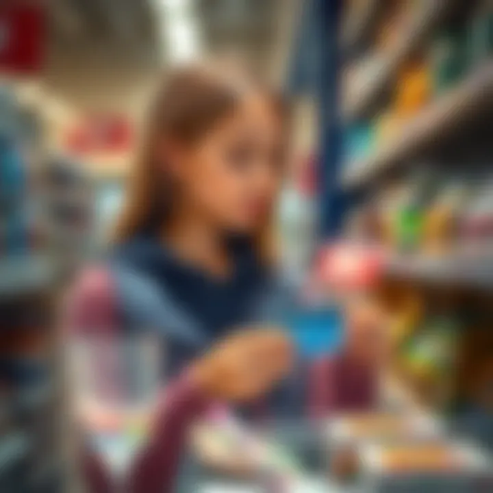 A teenager using a bank card at a store