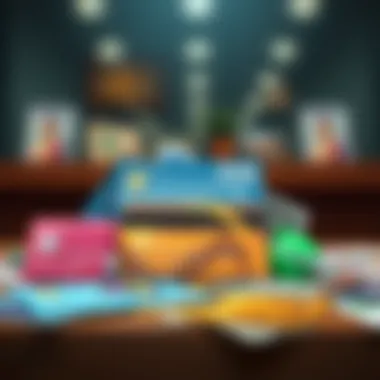 Illustration of various bank cards for teens