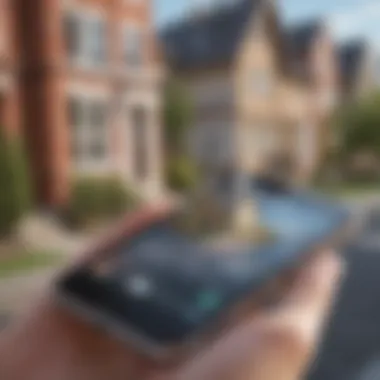 A close-up of a smartphone displaying a real estate app