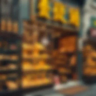 Traditional gold retailer storefront showcasing a variety of gold pieces