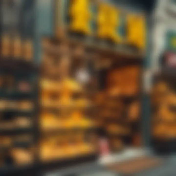 Traditional gold retailer storefront showcasing a variety of gold pieces