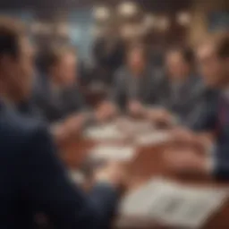 A group of individuals engaging in a discussion about investments