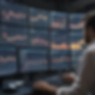 A trader analyzing crude oil market data on multiple screens