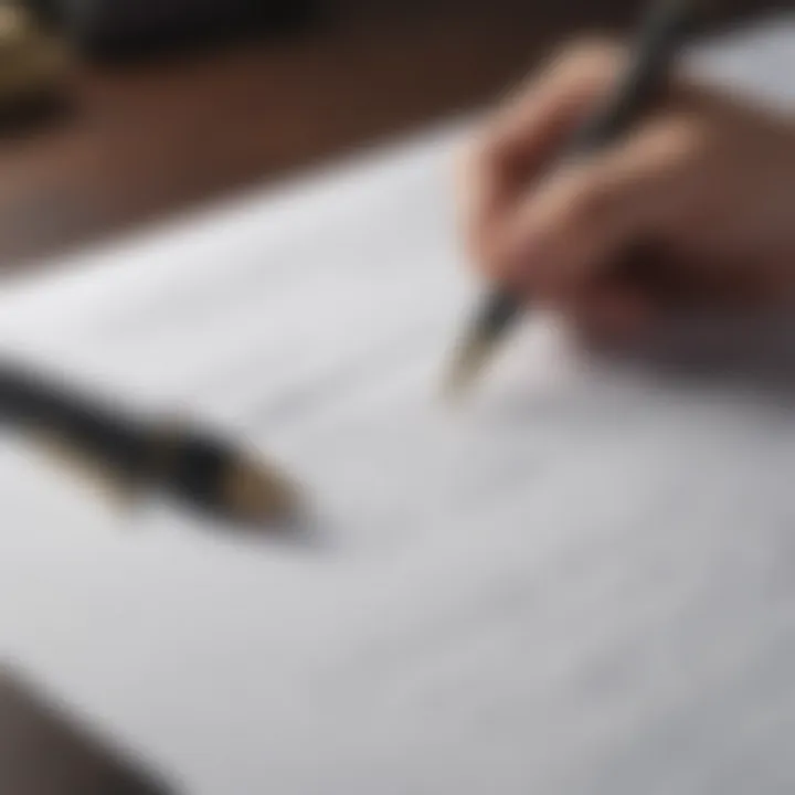 A close-up of a pen signing a document