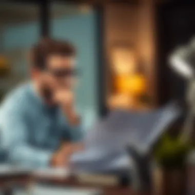 Individual reviewing credit report at a desk